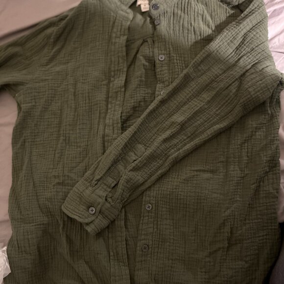 Other - J.Crew Double Gauze Shirt Medium Olive Green